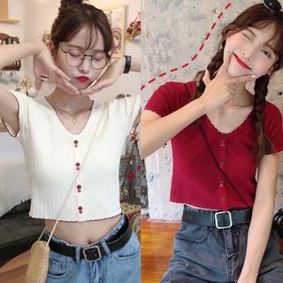 Áo thun nữ tay ngắn cổ chữ V