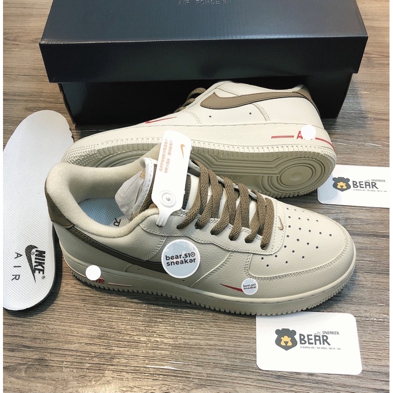 [Bear.sneaker] Giày thể thao nam nữ af1 viền nâu bản like au.th