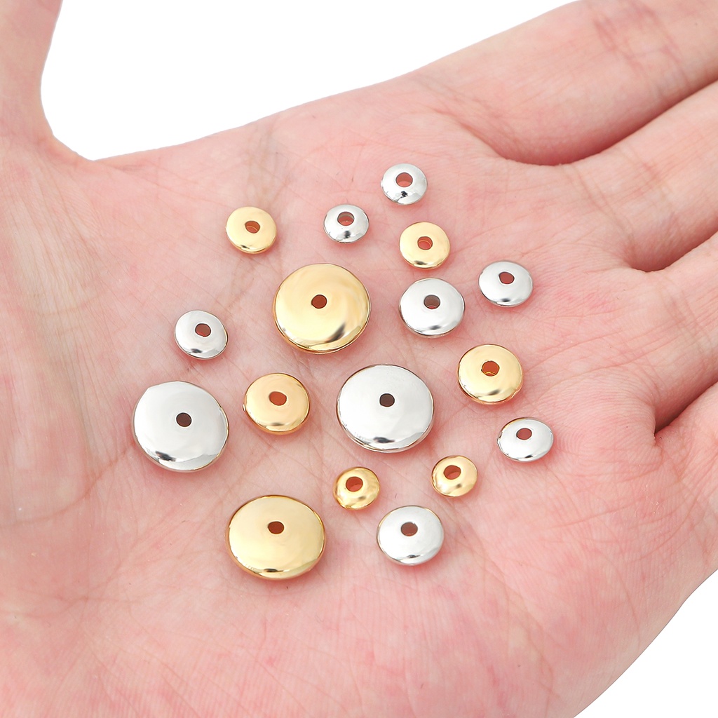 Chuỗi hạt tròn dẹt lỗ xỏ lớn dành cho làm trang sức DIY