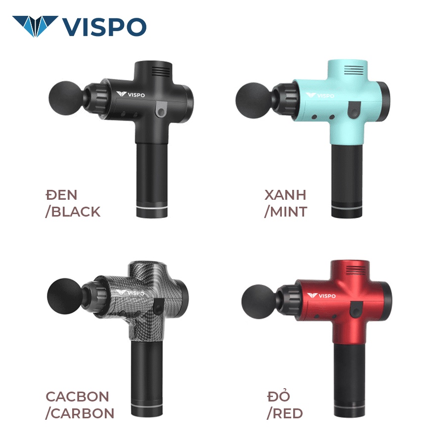 Máy massage cầm tay VISPO VP-S21 có 6 đầu, 30 mức độ rung giúp mat xa, giảm đau mỏi - Bảo hành 12 tháng