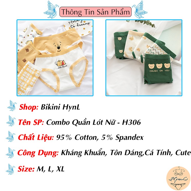 Combo Quần Lót Nữ Cotton Chất Liệu Bông Tự Nhiên 100% Set 5 Quần Chip Nữ Dễ Thương HynL H306 | BigBuy360 - bigbuy360.vn