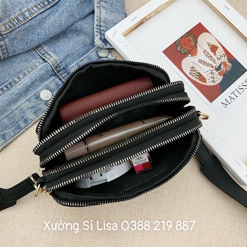 Túi Đeo Chéo Nữ Đẹp 3 Ngăn Vải Dù Pra Tiện Dụng - MS332
