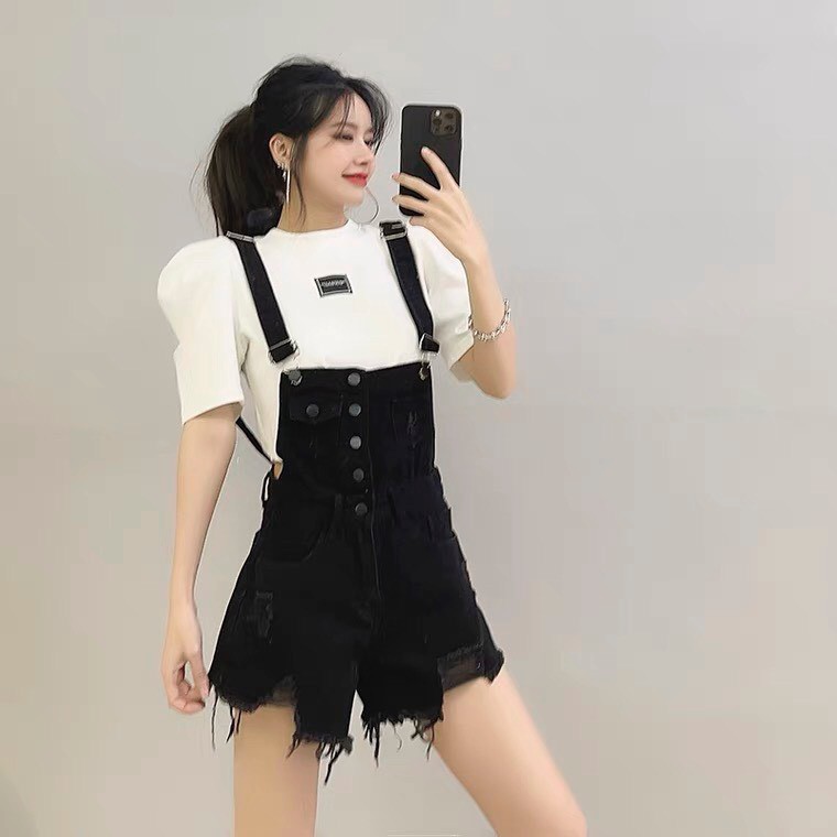 Quần Short Yếm Nữ - Màu Đen - Trắng - Mã J21 | BigBuy360 - bigbuy360.vn