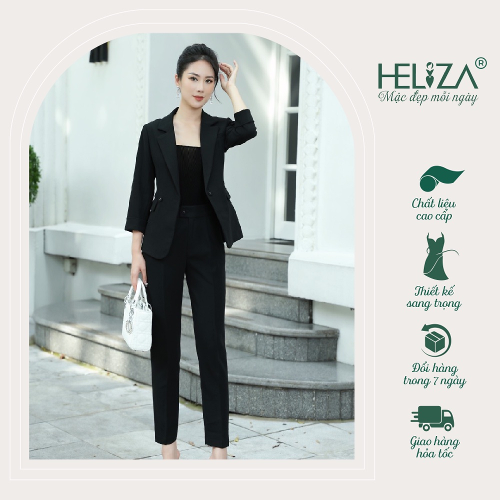 Set Bộ Vest Công Sở Nữ Tay Dài 1 Cúc Basic Túi Lắp Quần Âu Hàng Thiết Kế Heliza Fashion Vải Chéo Hàn Cao Cấp SB3393