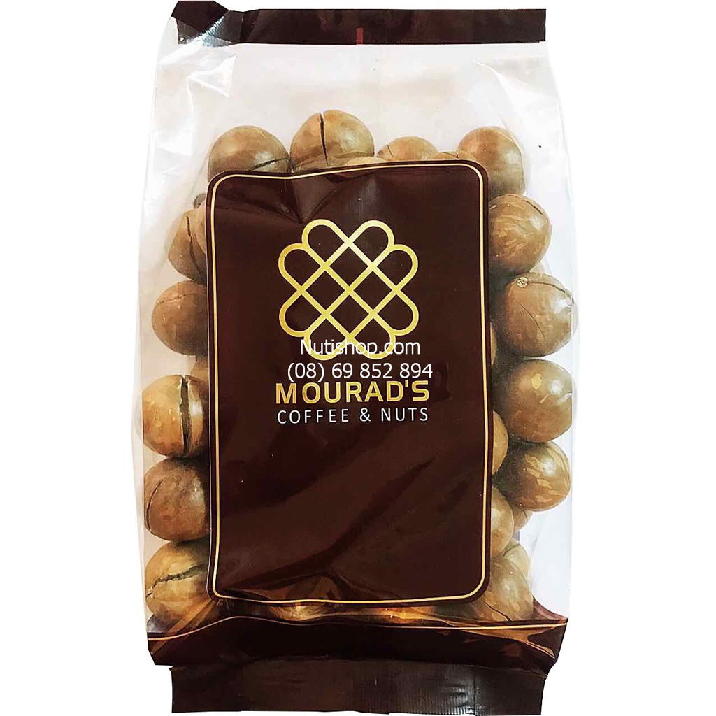 Hạt macca úc vỏ nứt tự nhiên Mourad’s Coffee & Nuts Macadamia In Shell 500g tặng kèm đồ tách vỏ. Hàng nướng trực tiếp úc