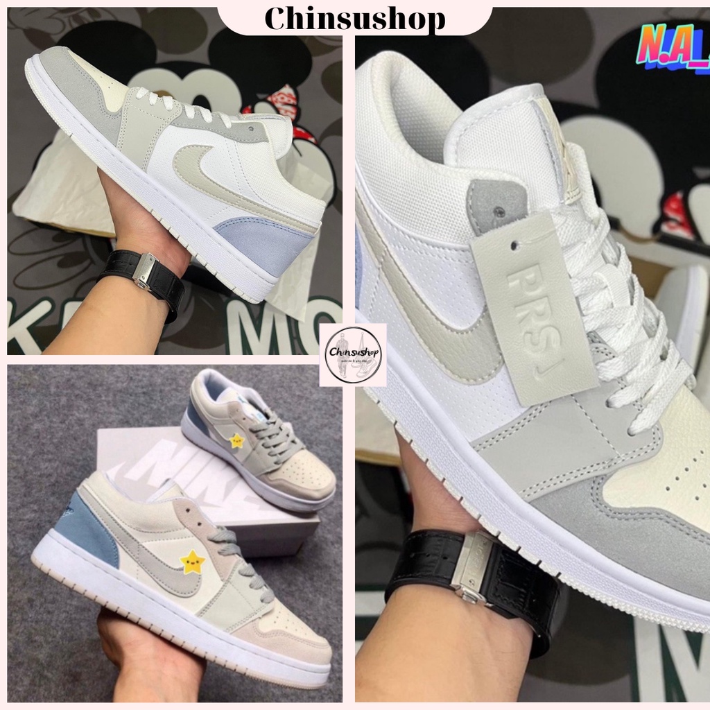 Giày Thể Thao , Giày Nike_ Jordan Trắng Xám Gót Xanh Nam 2022