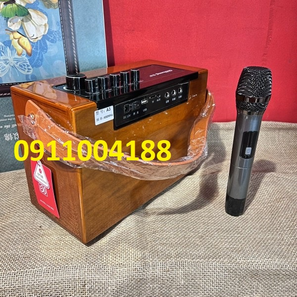 Loa Karaoke Mini Qisheng A3 Thùng Gỗ Bóng Bass Trầm Âm Thanh Cực Hay + Tặng Kèm 1 Micro Hút Âm + Bảo Hành 12 Tháng
