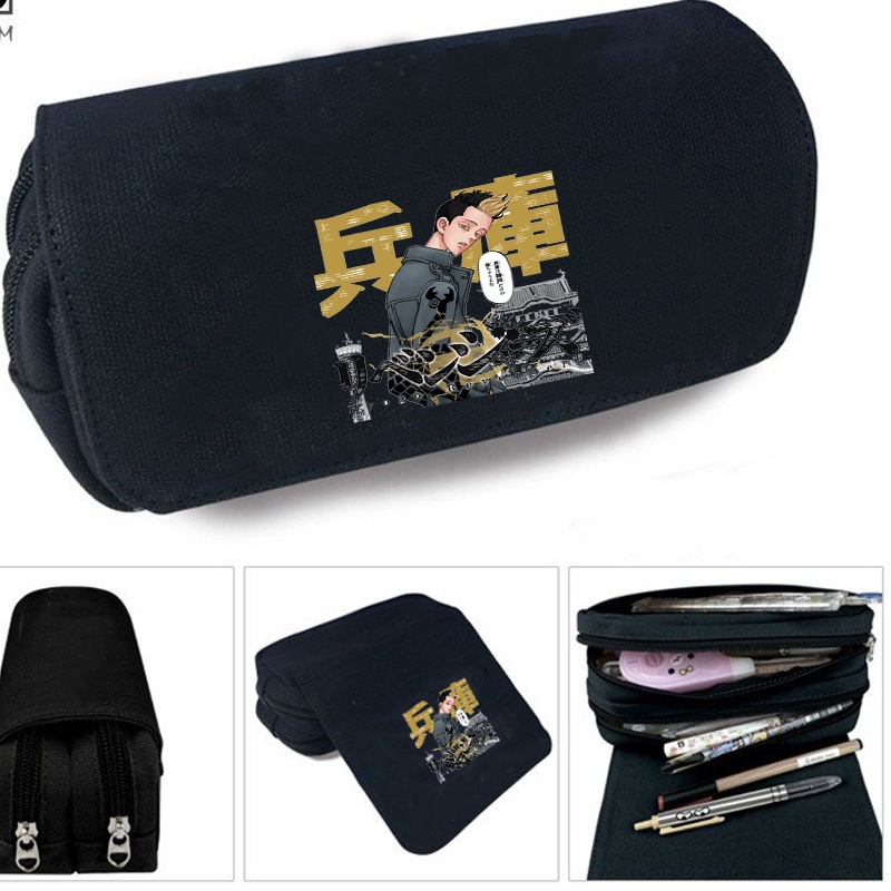 Hộp bút vải canvas khóa trắng nhân vật TOKYO REVENGERS chibi anime đi học tiện lợi