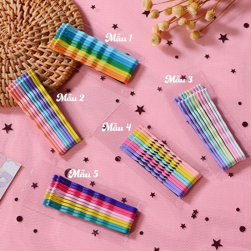 Set 10 Kẹp Tóc Kẹp Tăm Màu Sắc Hàn Quốc ( nhiều màu ngẫu