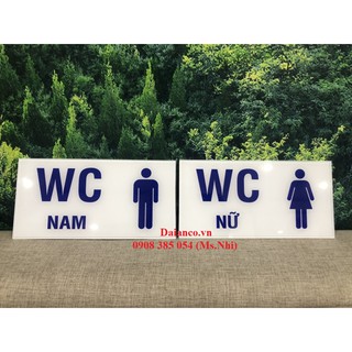 Combo 2 bảng mica chỉ dẫn nhà vệ sinh nam nữ (10x20cm)