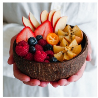 Bộ bát chén gáo dừa và muỗng size lớn dùng để ăn ngũ cốc granola salad sữa chua hoa quả - Michin_shop