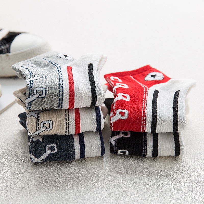 Vớ Cotton Canvas Thể Thao Cổ Thấp In Hình Mô Phỏng Vui Nhộn Phong Cách Nhật Bản Cho Nam