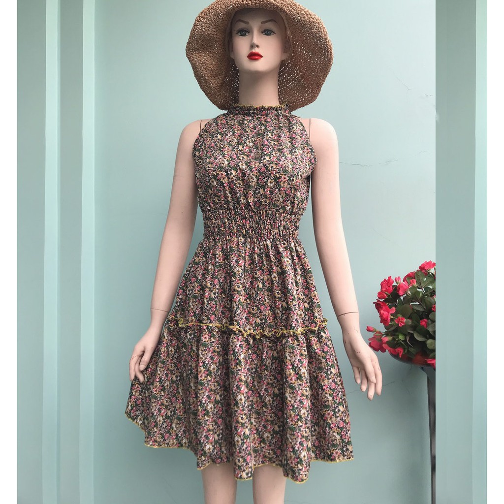 Đầm MAXI đi biển, Đầm xòe hoa nhí lụa cao cấp | BigBuy360 - bigbuy360.vn