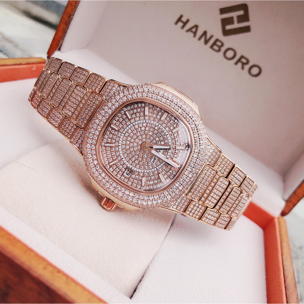 Đồng Hồ Huboler Nam Automatic Đính Full Đá Rose Gold 40mm Chính Hãng (Unisex)