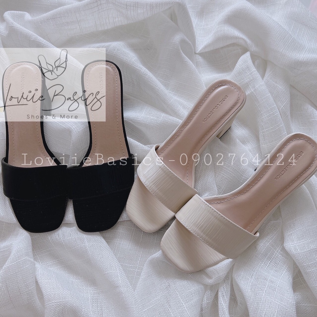 GUỐC CAO GÓT LOVIIEBASICS 7 PHÂN - DÉP GUỐC NỮ QUAI NGANG ĐẾ VUÔNG TRONG SUỐT D200363 D201267