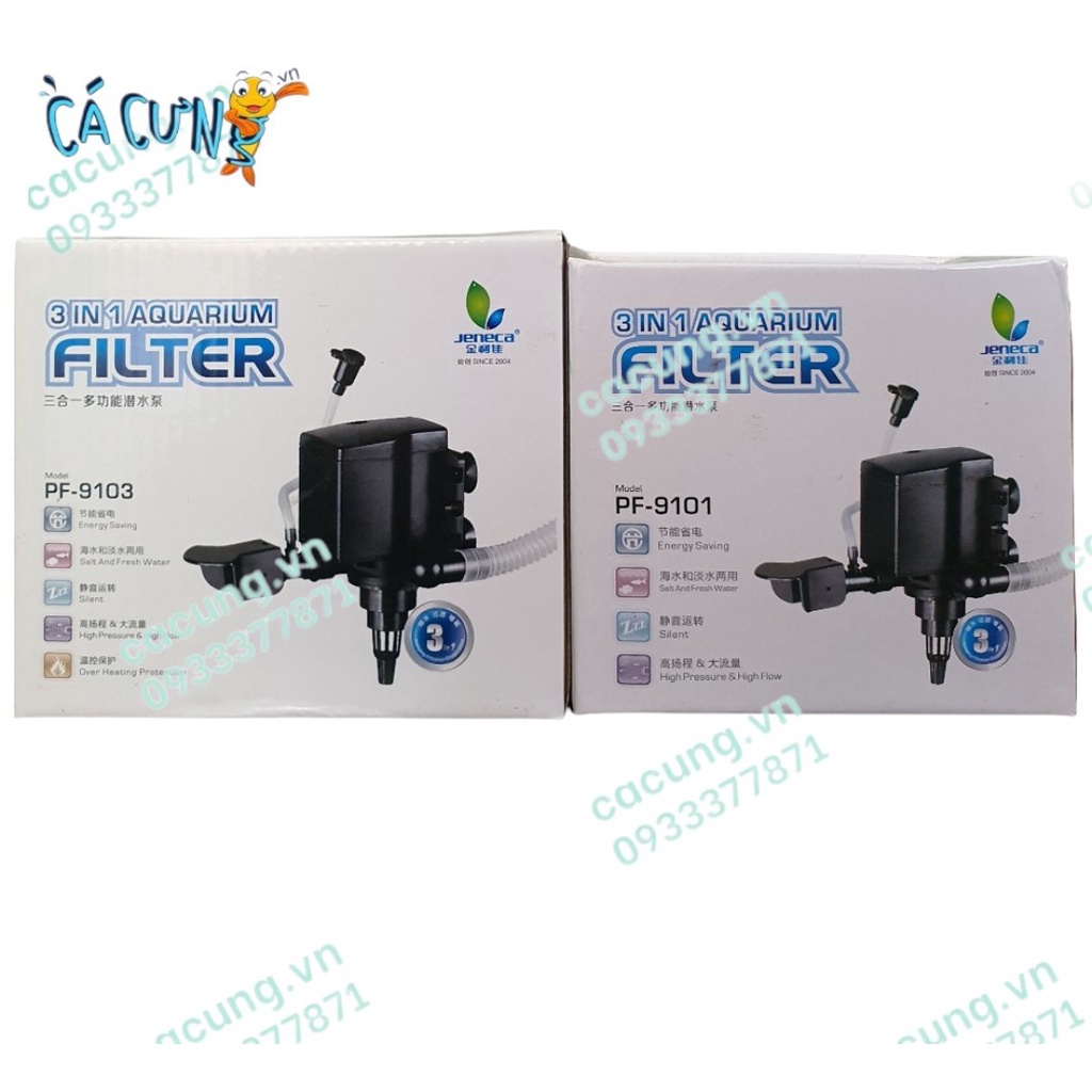 Máy bơm lọc bể cá Jeneca PF 9101 đa chức năng: bơm lọc, thổi oxy, tạo luồng nước hồ cá