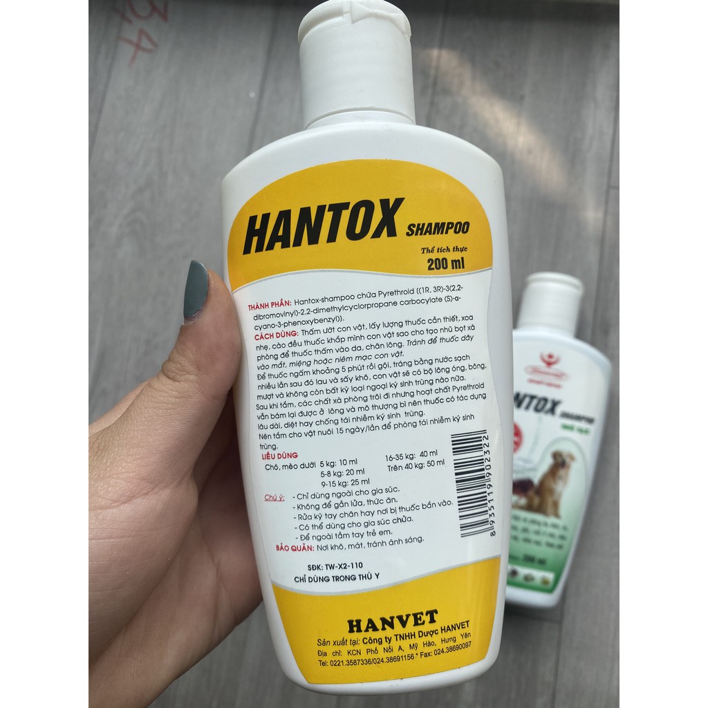 Sữa tắm Hantox 😹FREESHIP😻 diệt bọ chét ve rận trên chó mèo