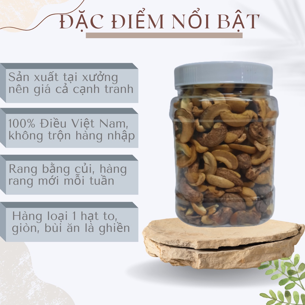 500g Hạt điều rang muối bình phước loại vỡ còn vỏ lụa