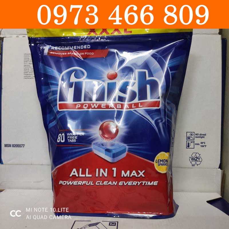 [khuyến mại dụng thử ] 1 viên rửa bát Finish All in 1 max trong gói 80 viên