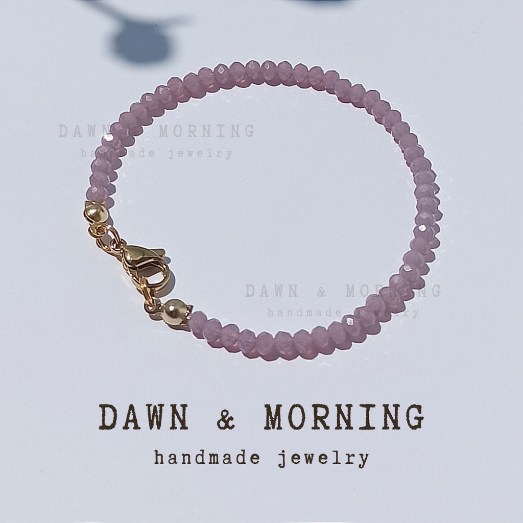 Tím oải hương giả ngọc ~2.5-3mm - Vòng tay lắc tay nữ Dawn and Morning làm thủ công bằng hạt đá pha lê thủy tinh