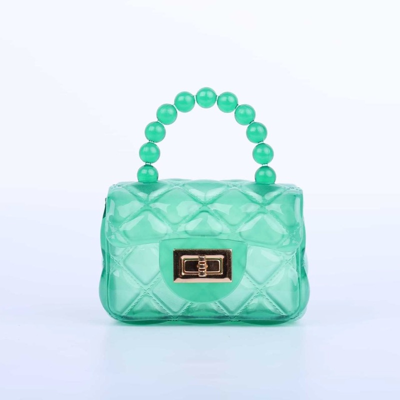 Túi IELGY đeo chéo vai dáng vuông cỡ nhỏ màu thạch ngọc trai trong suốt phối dây thời trang