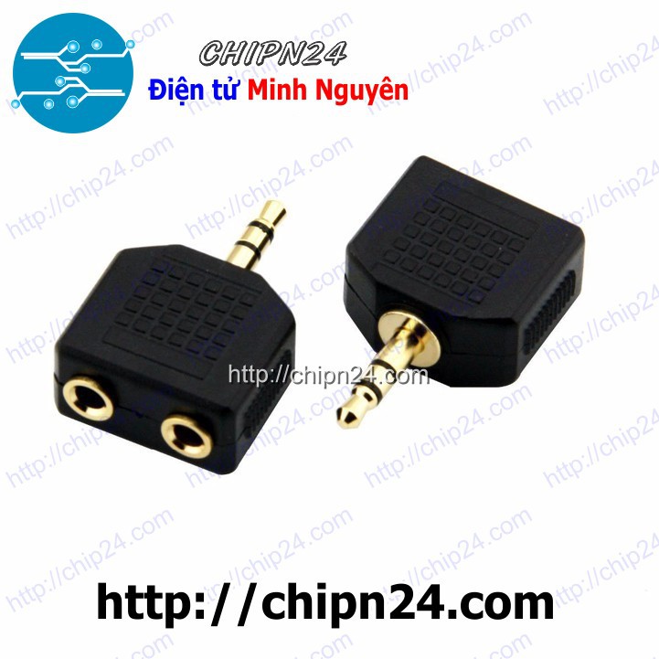 [1 CÁI] Đầu chia Jack Audio 3.5mm VÀNG 1 ngõ ra 2