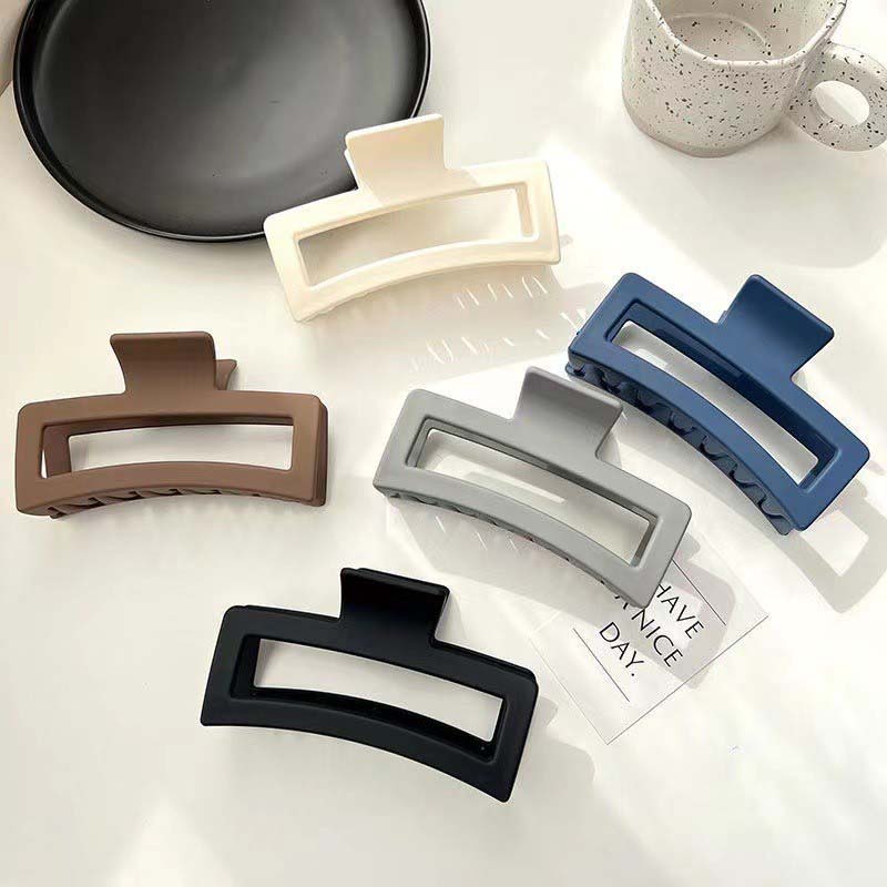 Kẹp Tóc Hình Chữ Nhật 12.5cm Màu Trà Sữa Nhám Phong Cách Hàn Quốc