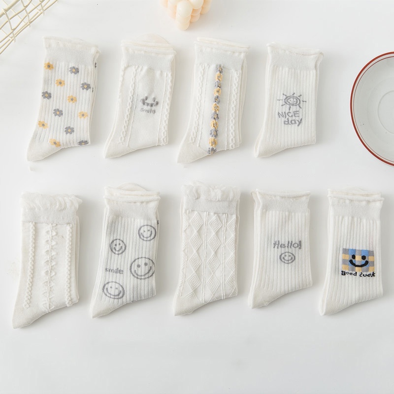 Vớ cotton Cổ Cao Phong Cách Hàn Quốc Cho Nữ