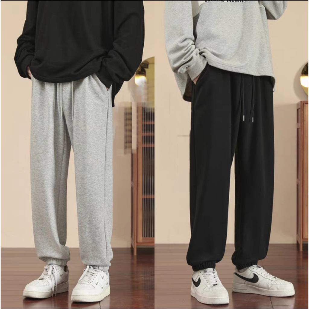 Quần Jogger nam thể thao ống rộng dây rút dáng hàn quốc có túi vải tổ Ong Quần nỉ nam ống suông dài mặc đi ngủ ở nhà GYM