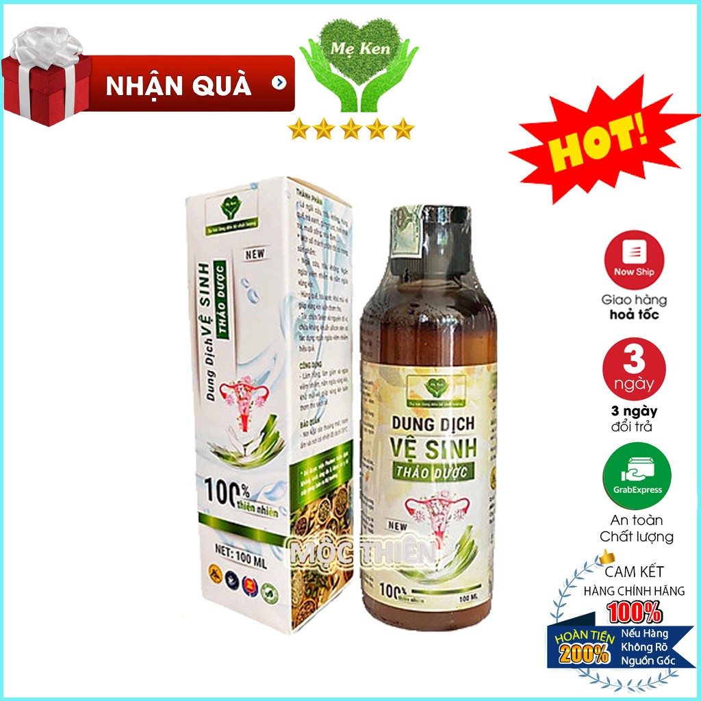 Dung dịch vệ sinh phụ nữ thảo dược Mẹ Ken 100ml, sạch mùi, làm hồng se khít vùng kín (trích ly 100% từ thảo dược)