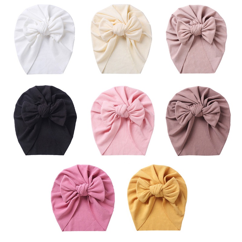 Mũ Turban Mềm Mại Thoáng Khí Có Nơ Thắt Cho Bé 0-24 Tháng Tuổi