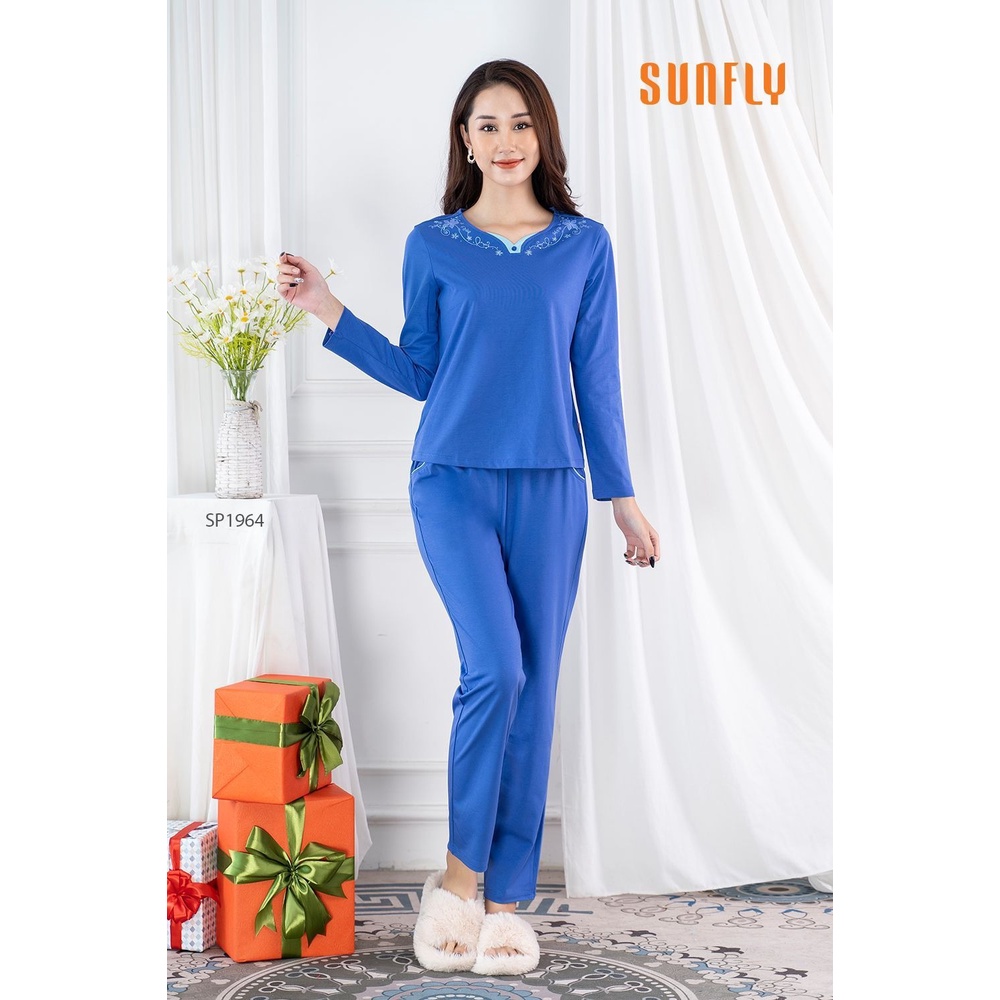 SP1964 - BỘ MẶC NHÀ COTTON ÁO DÀI QUẦN DÀI
