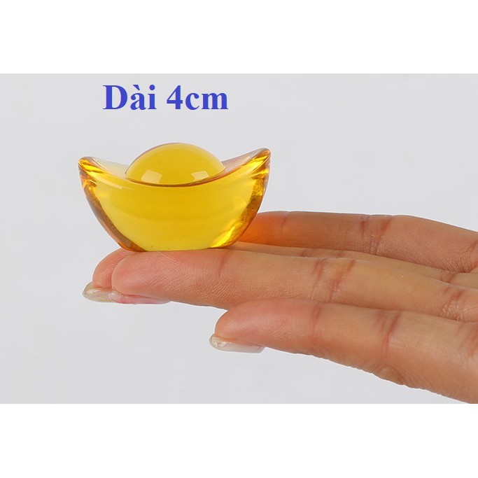 [4CM] Thỏi vàng thần tài pha lê phong thủy (4cm), cầu tài lộc & may mắn cho gia chủ