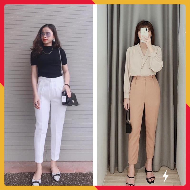 Quần tây công sở khuy vải 1 ly [HÀNG VNXK] - Quần tây nữ baggy chất tuyết mưa dễ phối đồ siêu tôn dáng | BigBuy360 - bigbuy360.vn