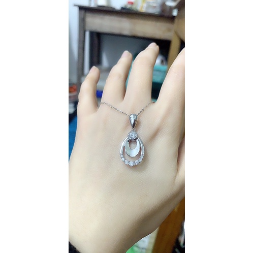 Mặt dây chuyền hình vuông giọt nước sang trọng nạm đá cz bạc thật NGỌC MẬU