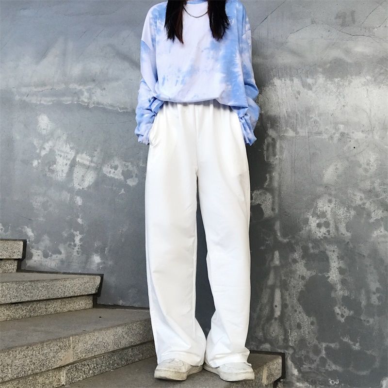 [Miễn Phí Vận Chuyển] Quần Âu 178831Quần Thể Thao Ống Rộng Màu Sắc Cơ Bản Phong Cách Harajuku