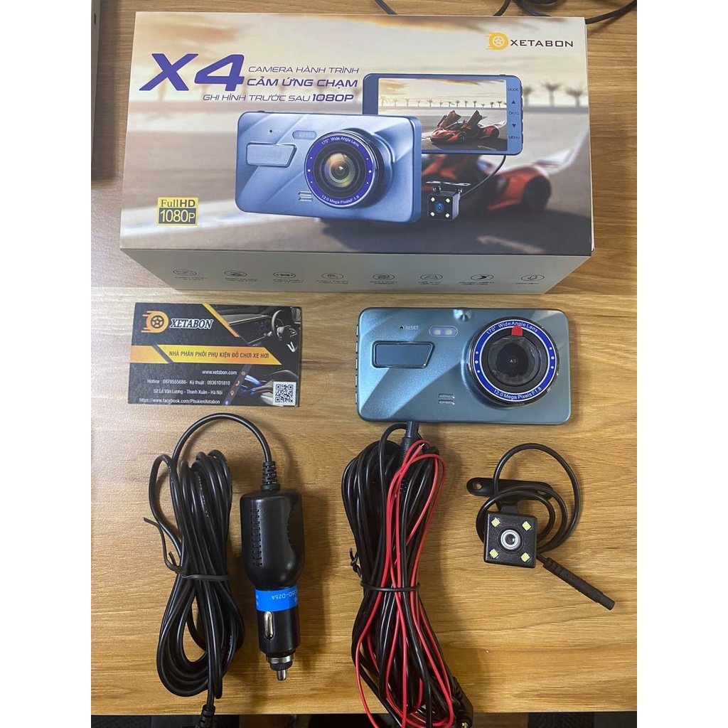 CAMERA HÀNH TRÌNH X4 FULL BOX - MÀN CẢM ỨNG CAM TRƯỚC SAU + TÍCH HỢP CAM LÙI XETABON | BigBuy360 - bigbuy360.vn