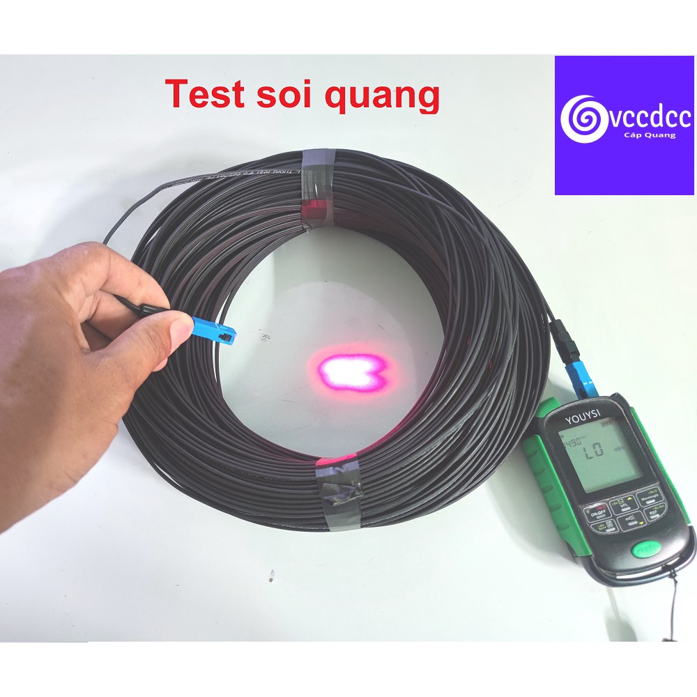 GIẢM 10% Combo 200m cáp quang 1fo gia cường bấm sẵn 2 đầu + cặp converter quang HTB 3100, GS03  A,B