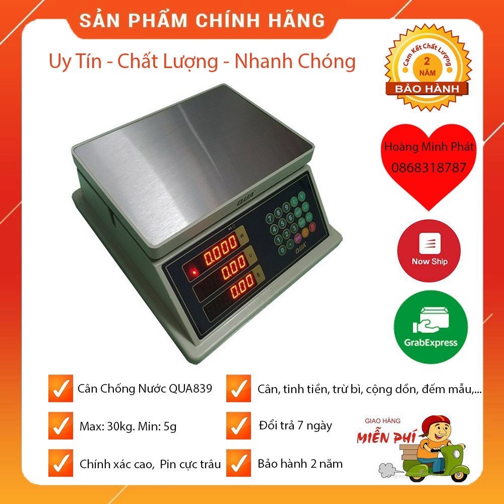 Cân Điện Tử Tính Tiền Chống Nước 30kg QUA839 [ Bảo Hành 2 Năm ]