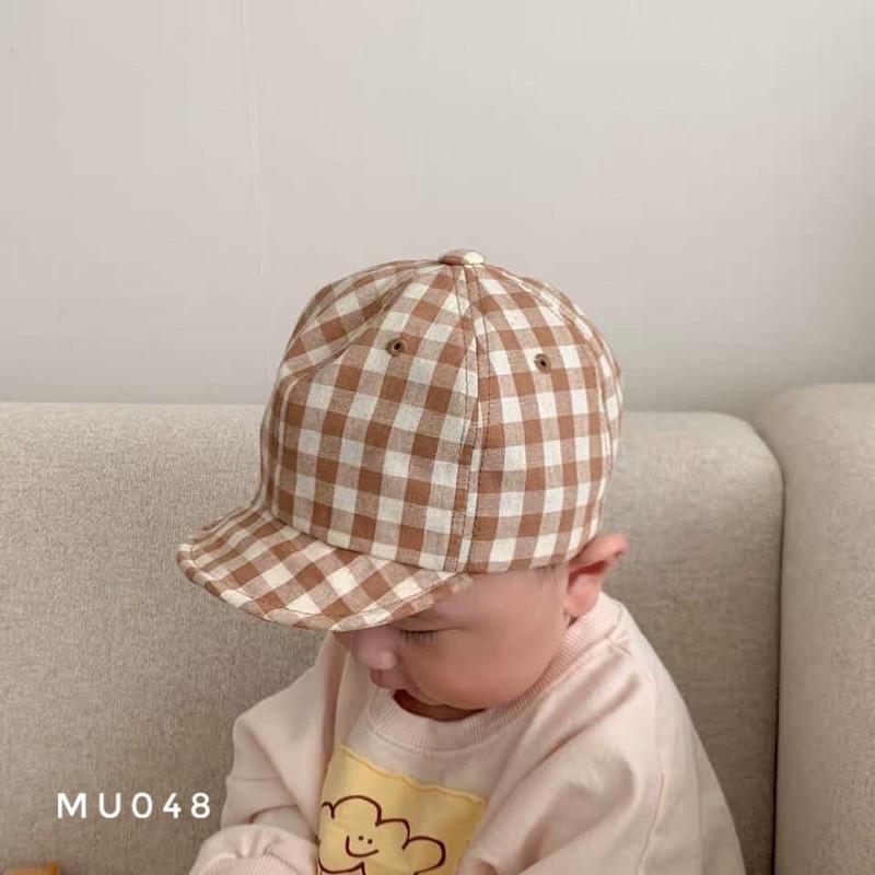 Mũ lưỡi trai kẻ caro MU048  cho bé từ 3-24 tháng