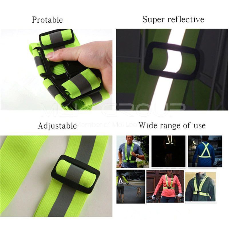 Dây Đai Phản Quang, Áo Phản Quang Nam Nữ Đi Phượt/ Đi Xe Máy/ Đạp Xe Đạp Với Dây Thun Đàn Hồi Co Giãn Rộng MLH