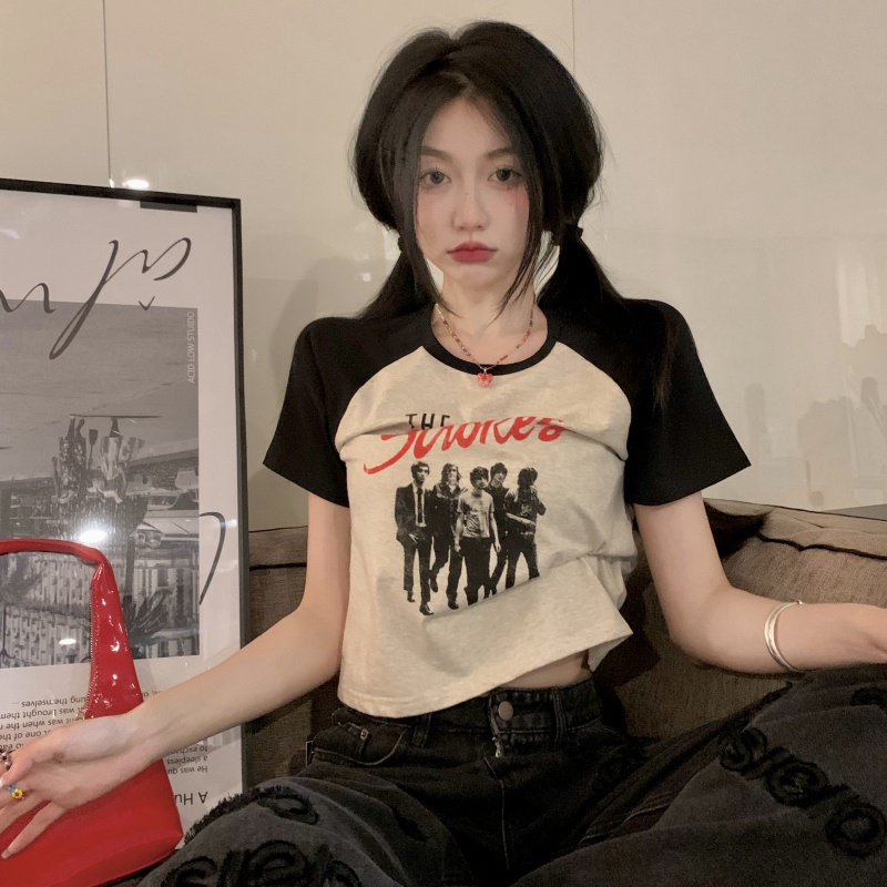 Áo Thun Ngắn Dáng Ôm In Họa Tiết Kiểu Retro Thời Trang Mùa Hè Cho Nữ