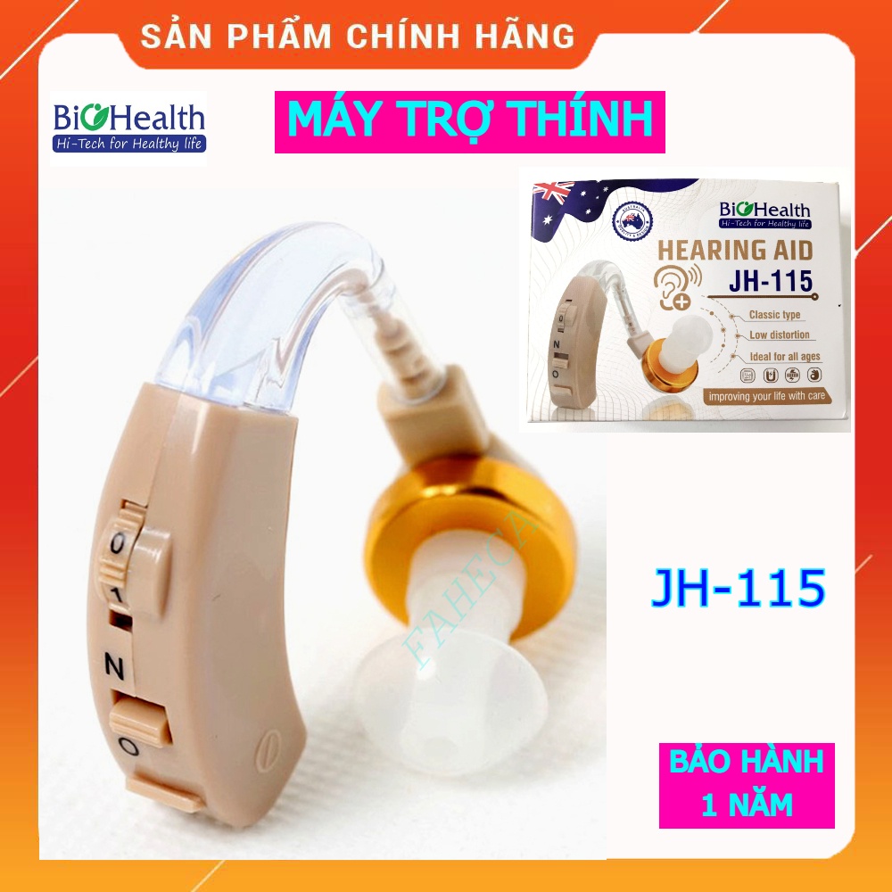 (HỏaTốc-1h) Máy trợ thính không dây BIOHEALTH JH-115 máy điếc, cao cấp nhỏ gọn - Bảo hành chính hãng 12 tháng