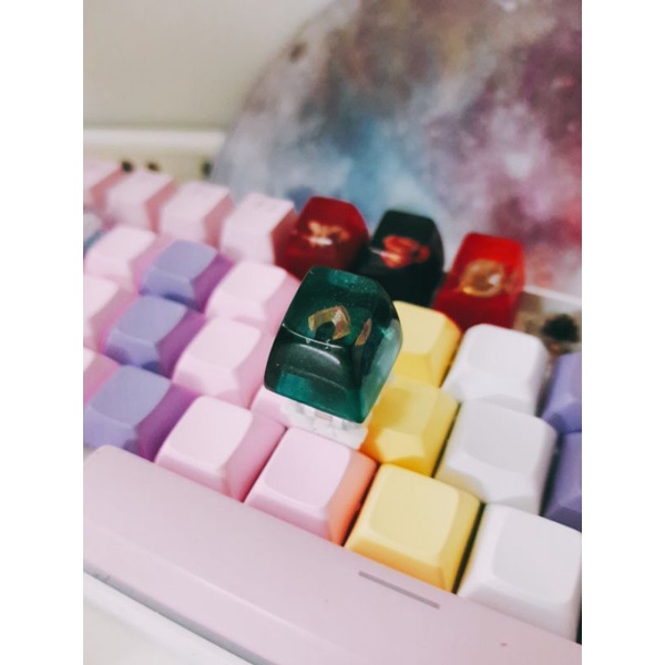 Nút bàn phím SA profile 1u logo DC Aquaman Resin Keycap - Nút bàn phím cơ trong suốt Hải vương
