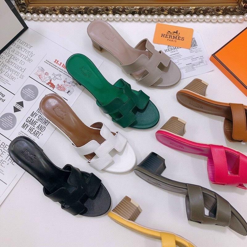 VIP dép HM đế gỗ cao 5p, da sần ,đế dập logo, nét căng