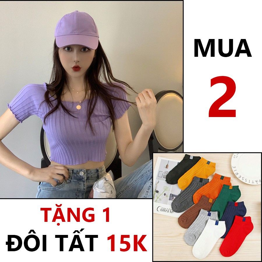 [Mã NOWSHIPT6HAPPY giảm 20k đơn 50k] Áo Croptop Dệt Kim Tay Ngắn Thiết Kế Trễ Vai Nữ Tính (Hàng QC có sẵn) | BigBuy360 - bigbuy360.vn