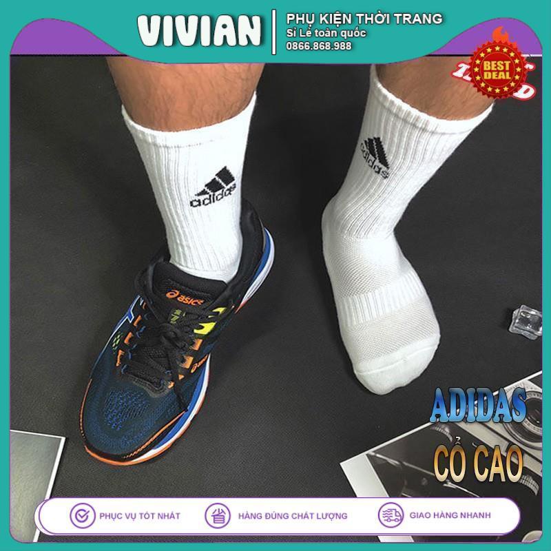 Vớ ADIDAS cổ cao [ Hộp 5 đôi ] Tất dệt kim cao cổ, Cotton dày dặn, kháng khuẩn, thấm hút mồ hôi