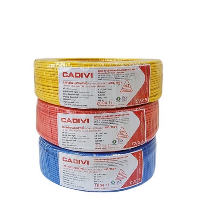 Dây Điện Đơn CADIVI CV 2.5 mm2 Bán Lẻ Theo Mét