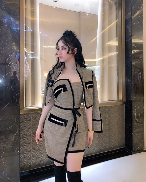 Set váy cup vest khoá chiến binh siêu xihhh