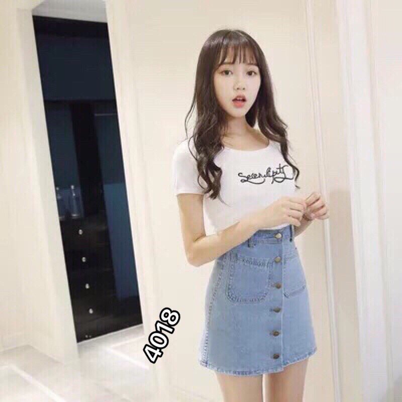 Chân Váy Jeans Chữ A Công Sở Thời Trang OHS4017-18